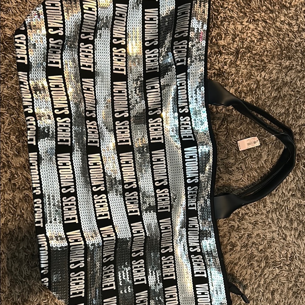 Victoria's Secret Black and Silver Sequin Tote